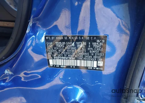 2019 Honda Fit Ex z USA, uszkodzony, nr VIN 3HGGK5H88KM739084